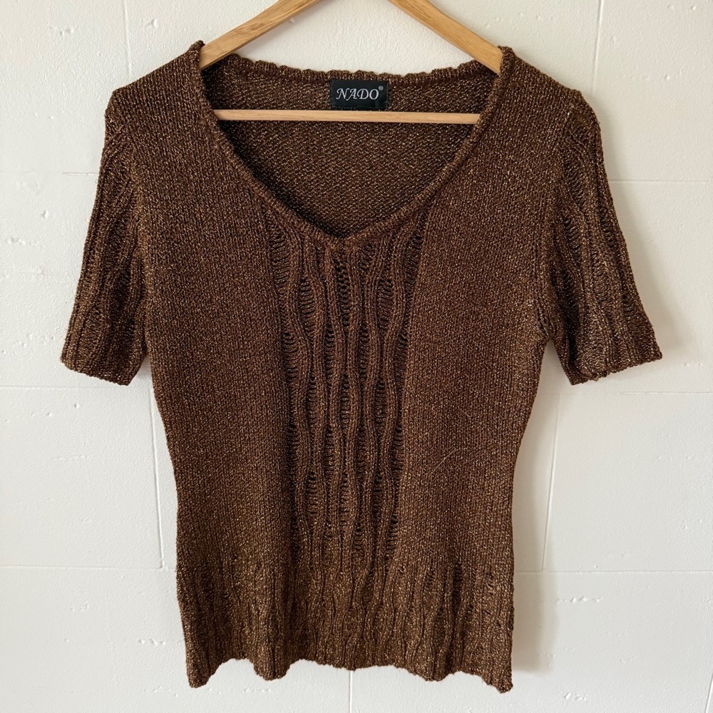 Vintage Bronze and Gold Sparkle Knit Top